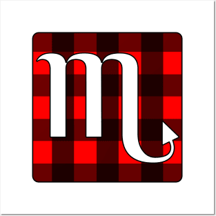 Scorpio Zodiac Horoscope Buffalo Plaid Square Monogram Posters and Art